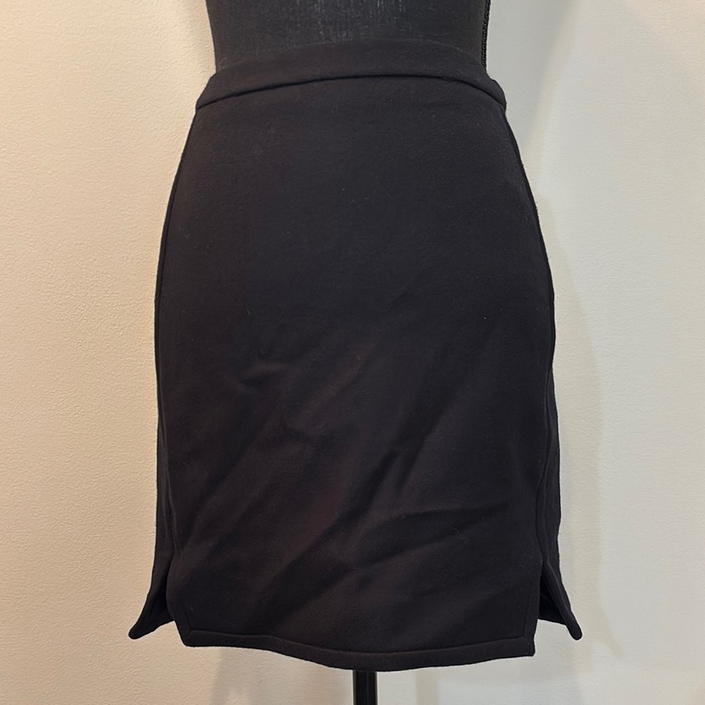 J. Crew Women 00 Black Pencil Mini Skirt Slits 100% Wool Zipper Formal Christmas